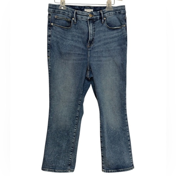 Good American Women’s Jeans Good Petite Straight Indigo 254 light acid wash 15 - Picture 3 of 11